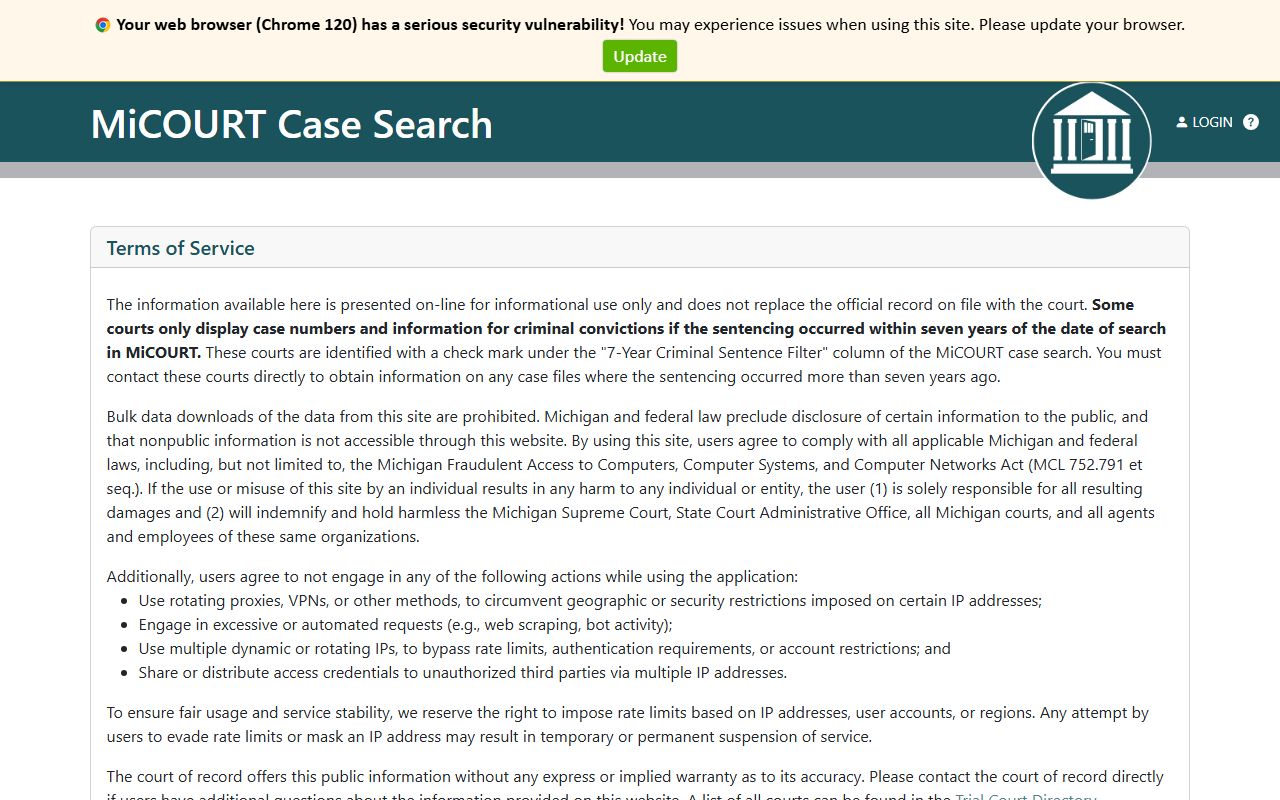 Houghton County Circuit Court MiCOURT case-search records shortcut
