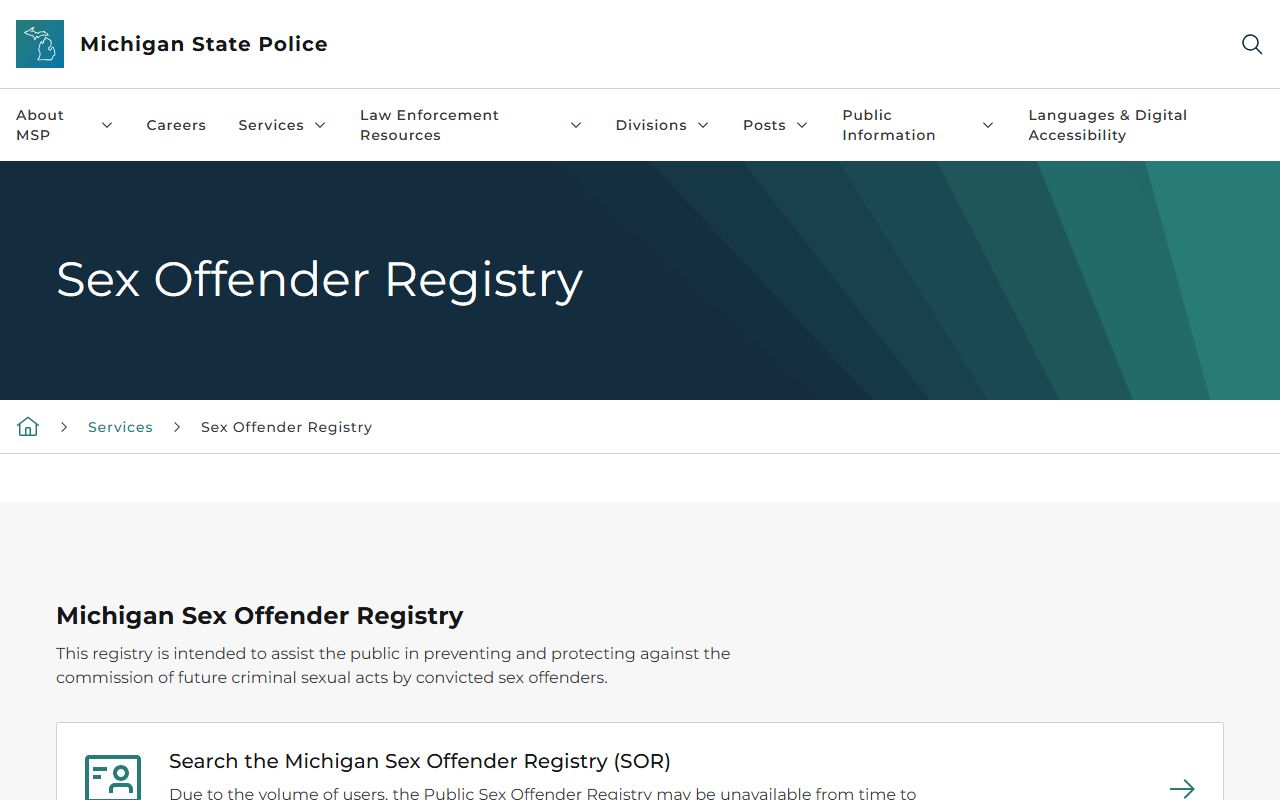 Houghton County criminal court records Michigan sex offender registration service