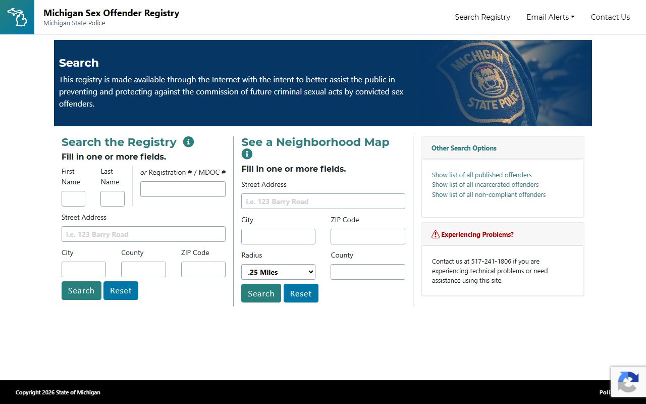 Houghton County criminal court records Michigan public sex offender registry search