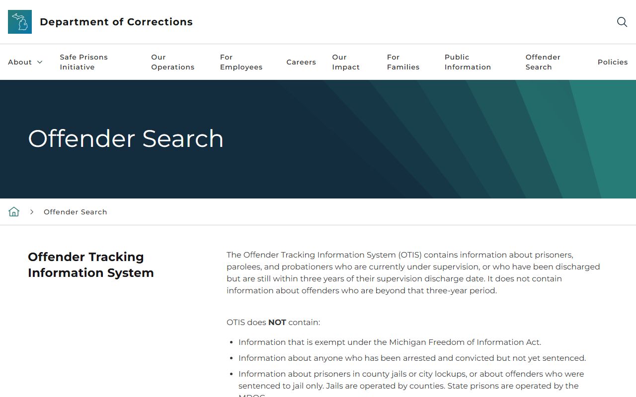 Houghton County criminal court records Michigan Department of Corrections OTIS overview