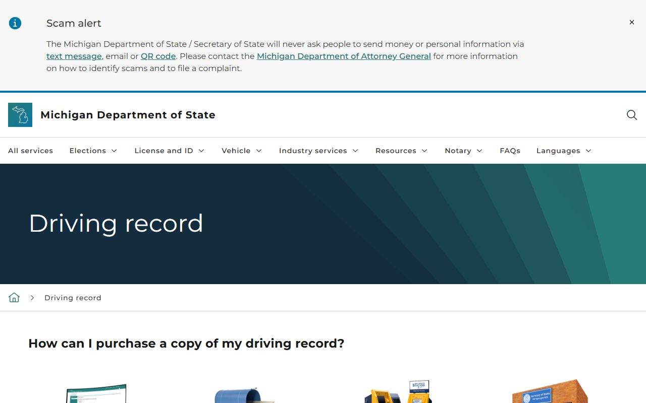 Michigan driving record page tied to Houghton County traffic court records