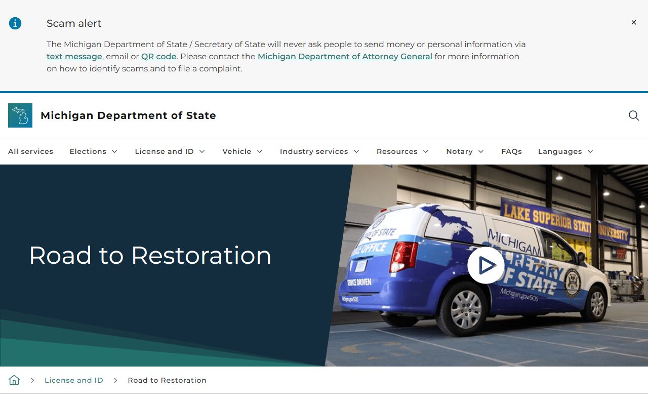 Michigan Road to Restoration program for Houghton County drivers with license issues