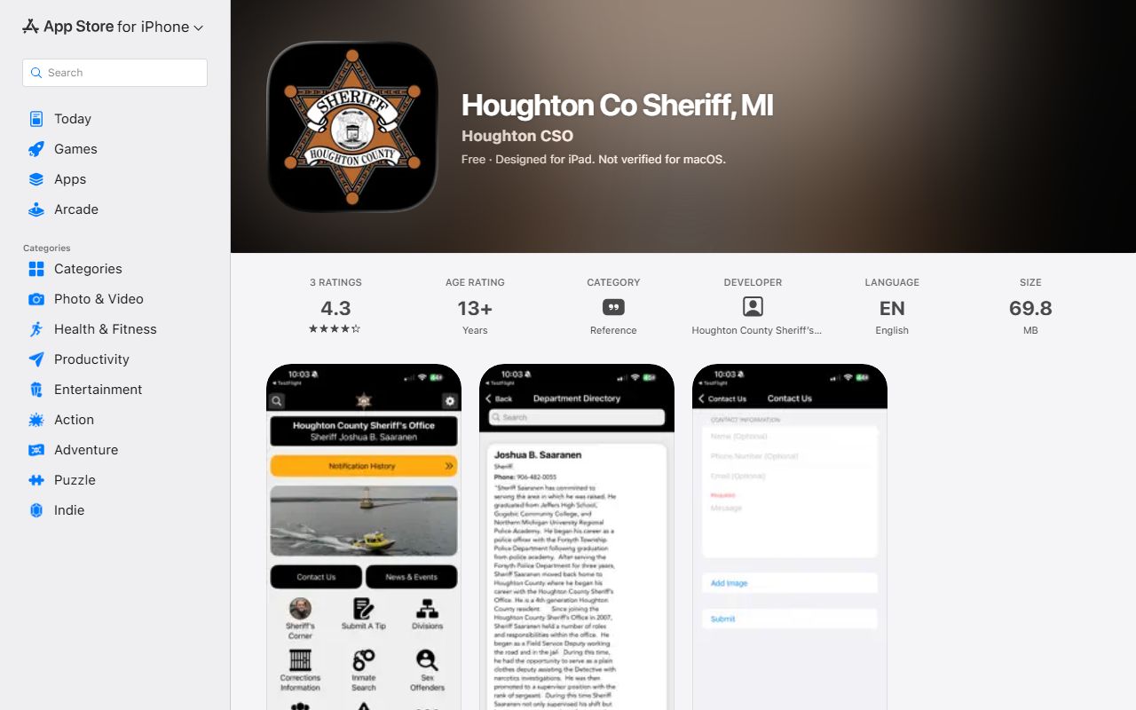 Houghton County warrant records official sheriff app on the App Store
